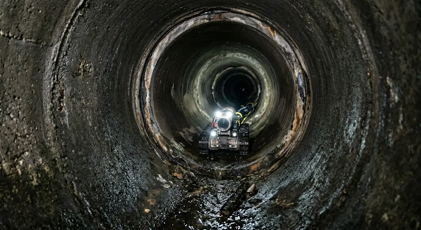 Robotic sewer camera inspecting pipe interior for Drain Snake Service in Ypsilanti